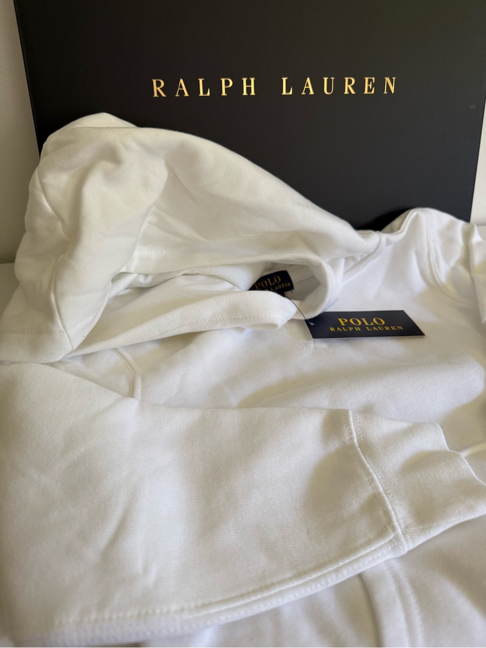 Polo Ralph Lauren Boys White Fleece Hoodie Size 5 NWT Classic Pullover